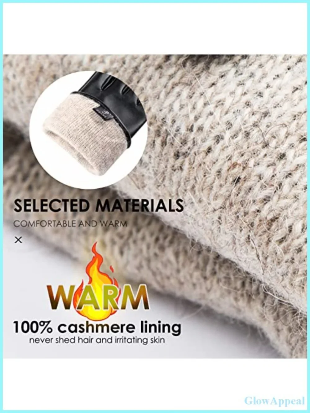 Genuine Sheepskin Leather Warm Gloves with Cashmere Lining Touchscreen Winter
